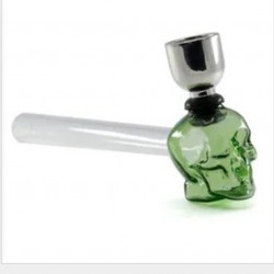 Glass Pipe Green Skull
