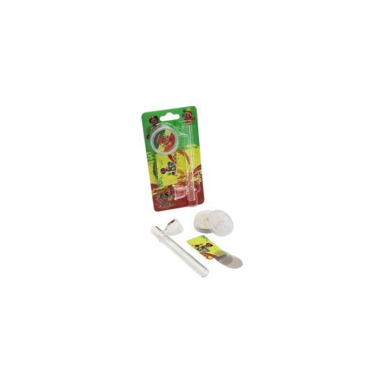 OLYMPUS® Rasta Σετ Γυάλινη Πίπα Hemp με Grinder