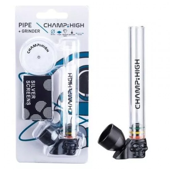Champ High Skull Glass Pipe και Grinder 9.5cm