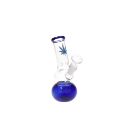 Glass bong Ice 2 balls transp/hemp blue, H.17,5, 3cm, glass chillum 14 cut 345076