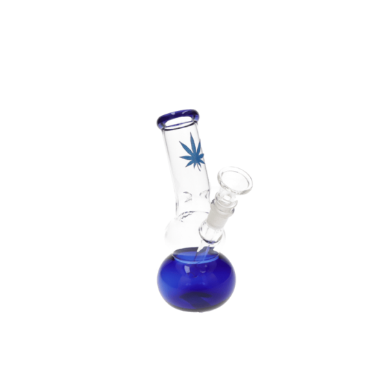 Glass bong Ice 2 balls transp/hemp blue, H.17,5, 3cm, glass chillum 14 cut 345076