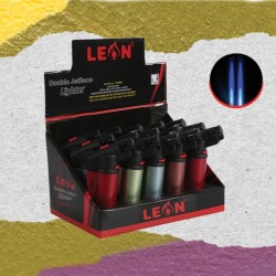 LEON 170850 DOUBLE TORCH METALLIC Πλάγιος Αναπτήρας Αντιανεμικός