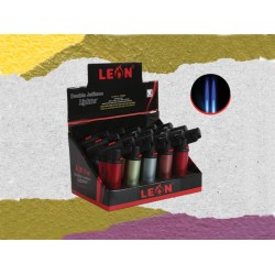 LEON 170850 DOUBLE TORCH METALLIC Πλάγιος Αναπτήρας Αντιανεμικός