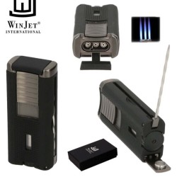 310075 Winjet Αναπτήρας Πούρου 4xJet Μαύρος/Γκρι Με Punch & Draw Tool
