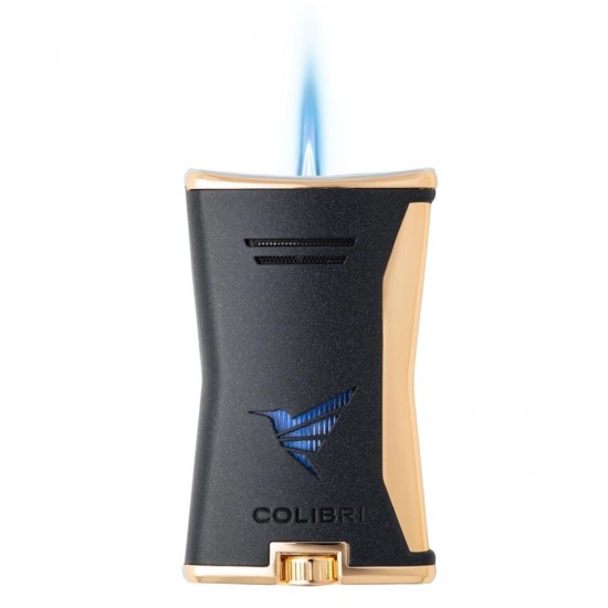 COLIBRI Slim Jet Lighter Black & Gold LI225T3