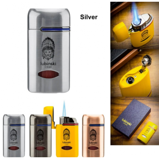 LB-10036-Silver Lubinksi Αναπτήρας Ασημί 1xJet Με Punch Κόφτη