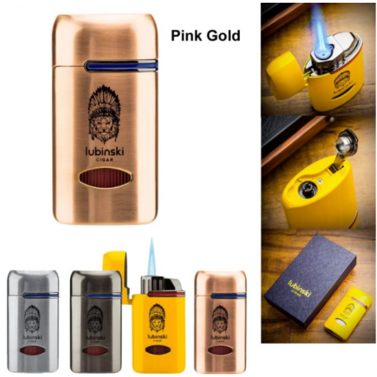 LB-10036-Pink-Gold Lubinksi Αναπτήρας Ροζ Χρυσό 1xJet Με Punch Κόφτη