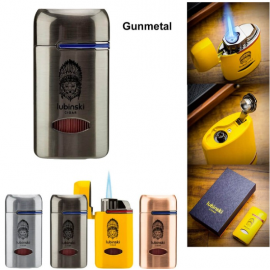 LB-10036-GunMetal Lubinksi Αναπτήρας Γκρι 1xJet Με Punch Κόφτη