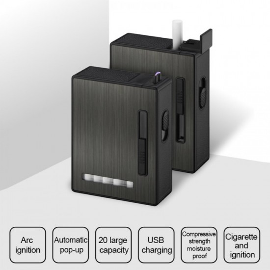 ARC-905 single black cigarette case-lighter