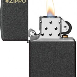 ZIPPO Lighter - 236ZL Black Crackle with Zippo Logo