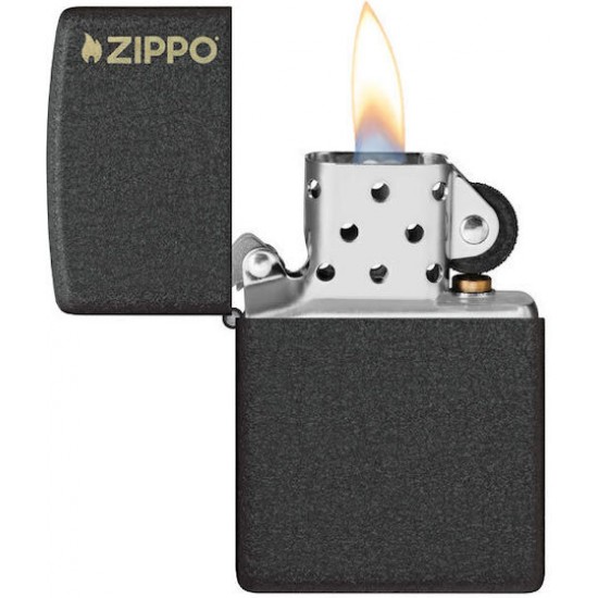 ZIPPO Lighter - 236ZL Black Crackle with Zippo Logo