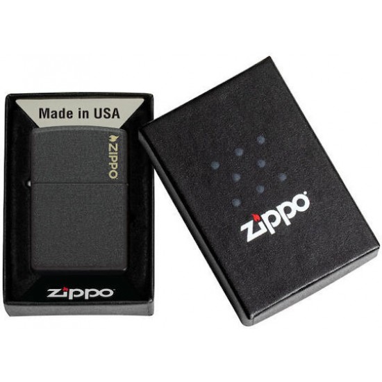 ZIPPO Lighter - 236ZL Black Crackle with Zippo Logo