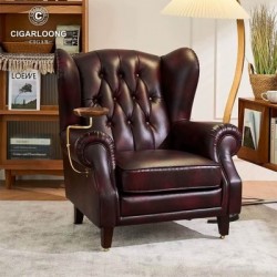 Πολυθρόνα από Δέρμα με Μικροΐνες Με Σταχτοδοχείο Πούρου