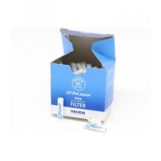 Vauen Dr Perl Junior Filters 6mm Ενεργού Άνθρακα Extra Slim 50 φίλτρα