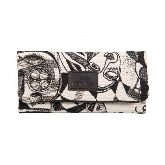 MESTANGO -Υφασμάτινη Καπνοσακούλα Ασπρόμαυρη 15,5 x 8cm