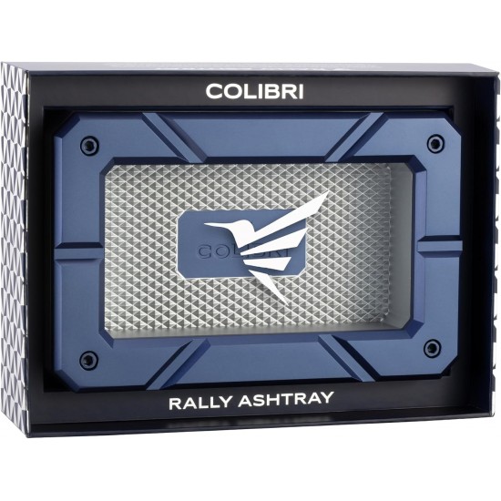 Colibri Rally Cigar Ashtray - Premium Metal Design with 6 Cigar Rests, Textured Diamond Pattern Navy Silver