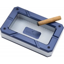 Colibri Rally Cigar Ashtray - Premium Metal Design with 6 Cigar Rests, Textured Diamond Pattern Navy Silver