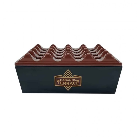 Habanos Ashtray Melamine Terrace 4c Brown/Black