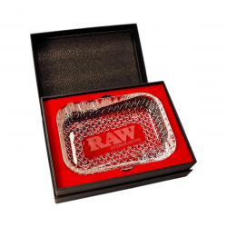 RAW Aficionado Thick Glass Ashtray with Gift Box | 6 Slots