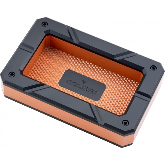 Colibri Rally Cigar Ashtray - Premium Metal Design with 6 Cigar Rests, Textured Diamond Pattern Black Rose Gold Orange