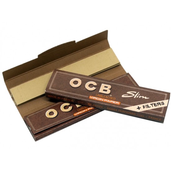 Χαρτάκια OCB Unbleached King Size Slim με τζιβάνες ( 1 τεμάχιο )