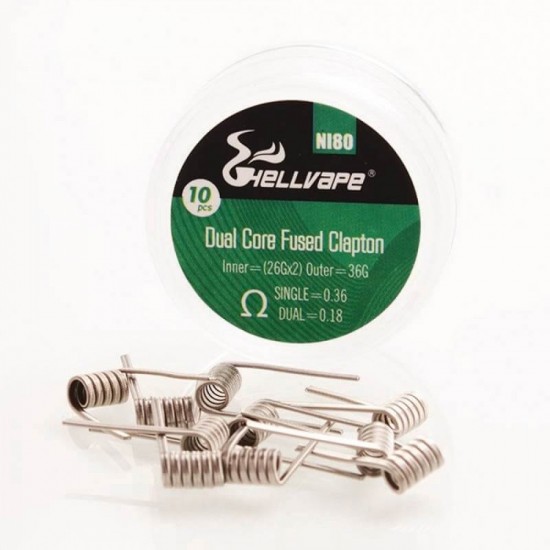 HELLVAPE NI80 DUAL CORE FUSED CLAPTONS COILS PRE-BUILT (10PCS)