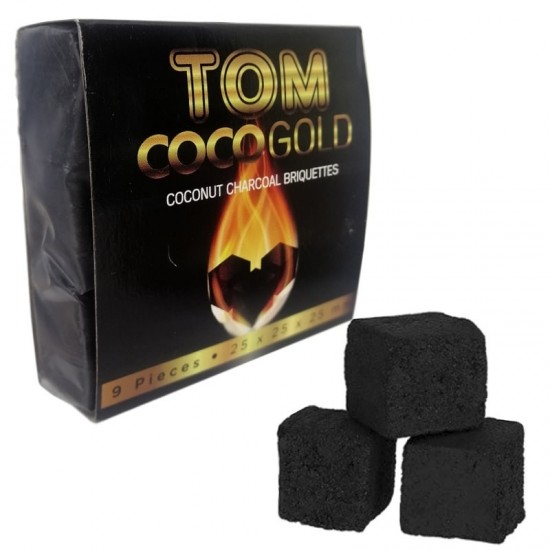 Tom Coco Gold - Κάρβουνα Ναργιλέ Καρύδα 9 τεμάχια - 25mm