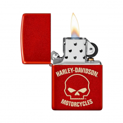 Zippo Windproof Lighter - Harley-Davidson Laser Skull Metallic Red Genuine | 48603