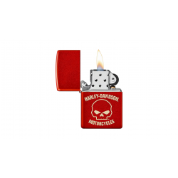 Zippo Windproof Lighter - Harley-Davidson Laser Skull Metallic Red Genuine | 48603