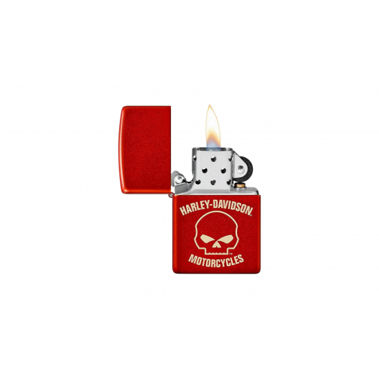 Zippo Windproof Lighter - Harley-Davidson Laser Skull Metallic Red Genuine | 48603