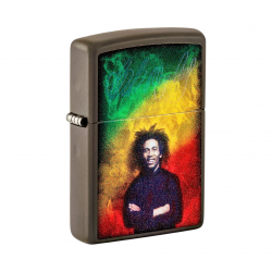 Zippo Lighter Black Matte, Bob Marley Glow in the Dark Design - KnifeCenter - 48674