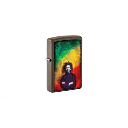 Zippo Lighter Black Matte, Bob Marley Glow in the Dark Design - KnifeCenter - 48674