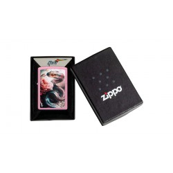 Zippo Windproof Pocket Lighter Mazzi Snake and Flower Matte Pink Metal 46685