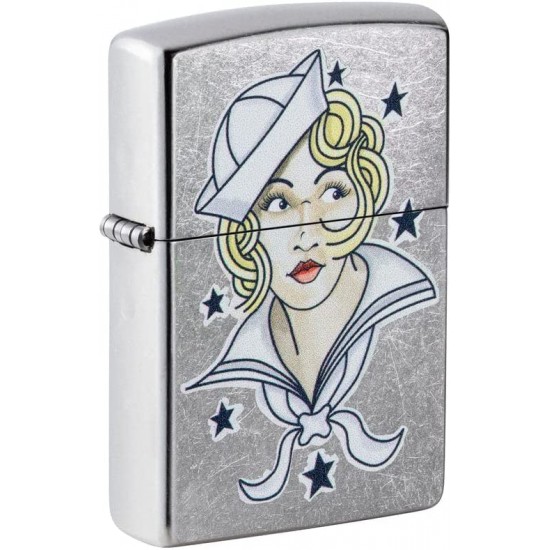 Zippo Lighter sailor Girl Tattoo Street Chrome 49789