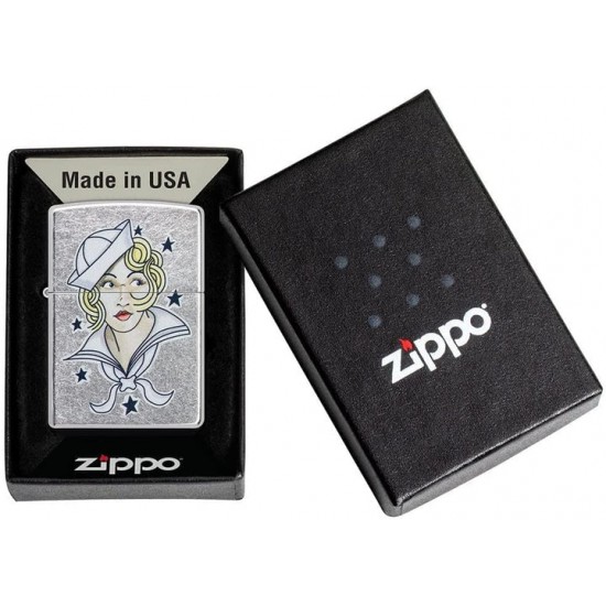 Zippo Lighter sailor Girl Tattoo Street Chrome 49789